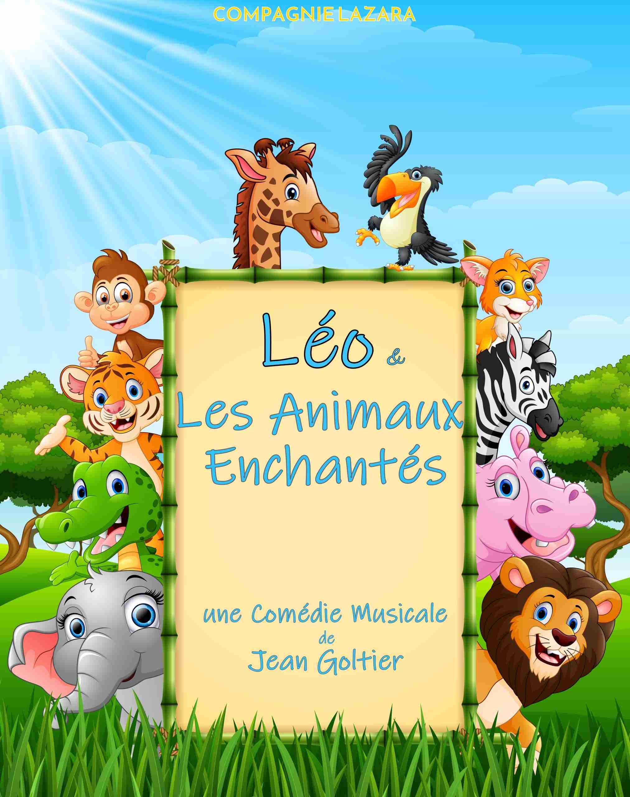 Animals with a blank sign bamboo